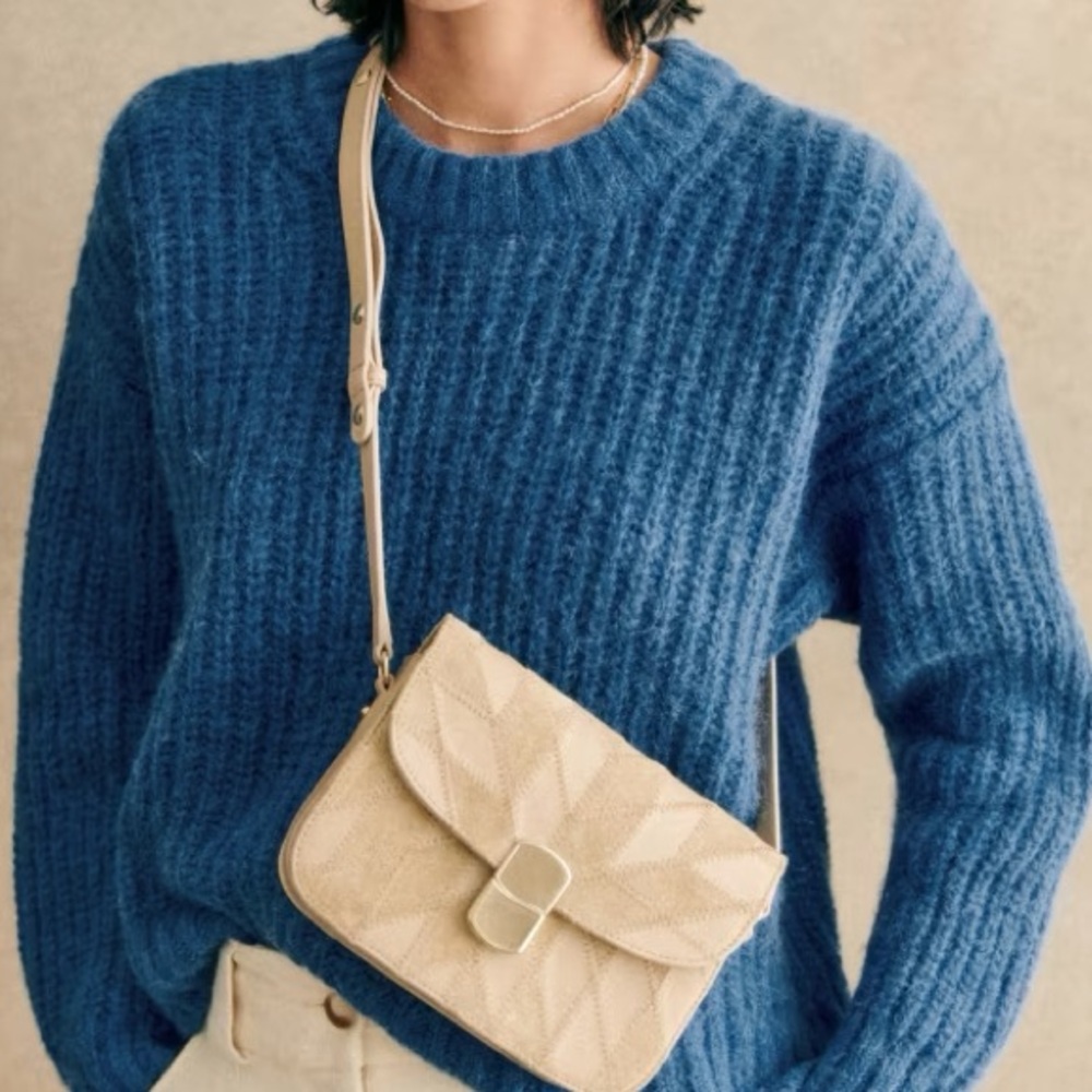 Sezane Jose Jumper in Azure Blue with Alpaca Wool Blend